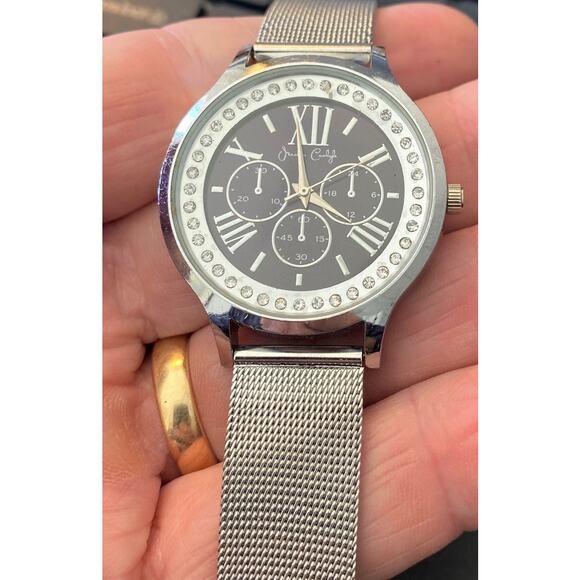 Women's 36mm Silver Tone Jessica Carlyle Watch, Crystal Accents, Mesh Band - Picture 3 of 3